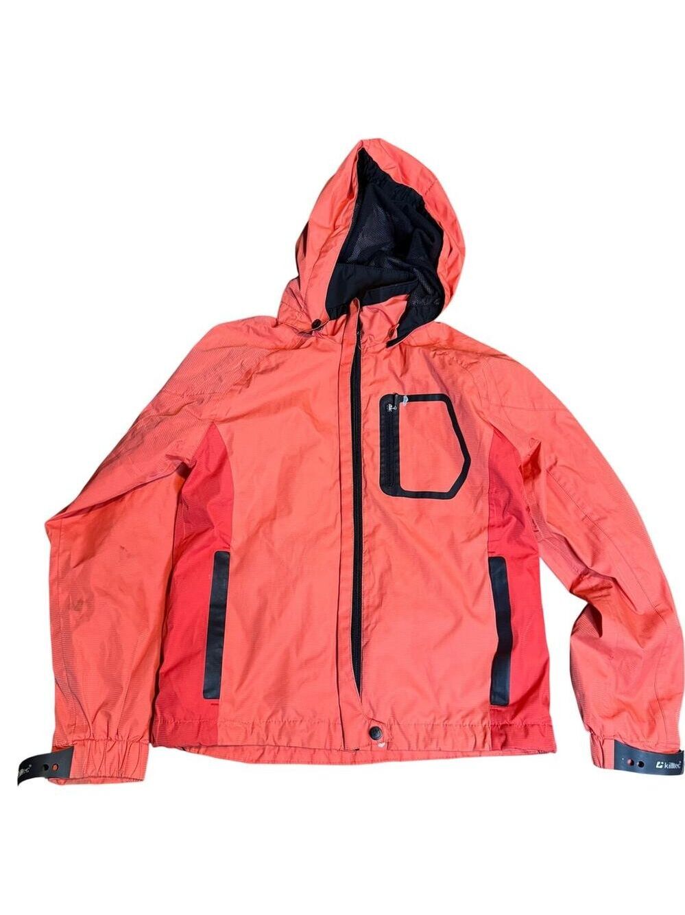 Killtec Kids Waterproof Windproof Hooded Rain Jacket, Coral, Youth Size 10